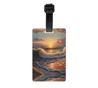WZYWHJ Sunrise at The Seaside Pattern Luggage Bag Tags, Men's and Women's Travel Privacy Protection Labels