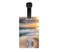 WZYWHJ Sunset Over The Waves Printing Luggage Bag Tags, Men's and Women's Travel Privacy Protection Labels