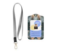 WZYWHJ Surreal Symmetry Pattern Work Badge Protective Sheath, Leather Identification Card Cover with Detachable Hanging Rope Set