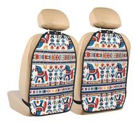 WZYWHJ Swedish Dala Horse Folk Printed Car seat Anti Kick Storage pad 2 Pieces, Multi-Functional Storage Bag seat Protector After Installation