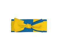 WZYWHJ Swedish flag Printed baby bow headbands and elastic soft hair accessories for newborns and girls