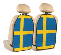 WZYWHJ Swedish Flag Prints Car seat Anti Kick Storage pad 2 Pieces, Multi-Functional Storage Bag seat Protector After Installation