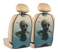 WZYWHJ Swimming Alien Printed Car seat Anti Kick Storage pad 2 Pieces, Multi-Functional Storage Bag seat Protector After Installation