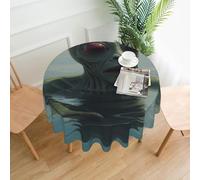 WZYWHJ Swimming Alien Printed Round Decorative Tablecloth 60 in can be Washed and reused for Round Dining Table