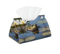 WZYWHJ Swimming frog Printing Decorative storage box with rectangular leather tissue bag and bracket base