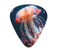 Wzywhj Swimming Jellyfish Printed Guitar Picks 12 Piece, Easy Grip Uke Picks Hold In One'S Hands, Ukulele, Acoustic Or Electric Electric Guitar