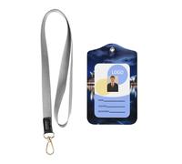 WZYWHJ Sydney Opera House Printed Work Badge Protective Sheath, Leather Identification Card Cover with Detachable Hanging Rope Set