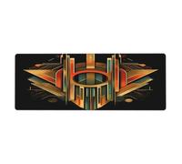 WZYWHJ Symmetrical Art Deco Font Prints Extra large rubber keyboard pad, thickened anti slip Office desk cushion
