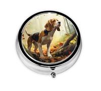 WZYWHJ Tame Beagle Printed Circular medicine box storage, portable travel with compartments, mini pill dispenser