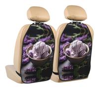WZYWHJ Taro ice Cream Printed Car seat Anti Kick Storage pad 2 Pieces, Multi-Functional Storage Bag seat Protector After Installation