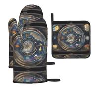 WZYWHJ Tarot Compass Printed Oven Mitts Pot Holders Set of 3 - Thick, Durable, and Waterproof Fabric for Heat Protection
