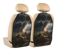 WZYWHJ Terrible Tornado Printed Car seat Anti Kick Storage pad 2 Pieces, Multi-Functional Storage Bag seat Protector After Installation