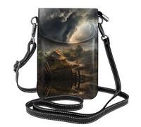 WZYWHJ Terrible tornado Printed Leather Crossbody Flap Phone Bag - Versatile Gift for Women Walking, Camping, Shopping, and Travel