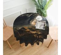 WZYWHJ Terrible tornado Printed Round long tablecloth anti overflow and wrinkle resistant dining table cloth 60 inches