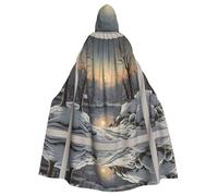 WZYWHJ The bitter cold winter Printed aldult Cosplay Poncho Hooded Cloak for men and women Halloween Party