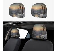 WZYWHJ The bitter cold winter Printing 2 car pillowcases, interior decorative seat accessories, protective covers