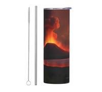 WZYWHJ The erupting Kilauea volcano Picture Stainless Steel Mug cup cups 20oz With straw Suitable for sports cars homes etc