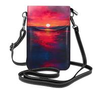 WZYWHJ The fiery sunset Printed Leather Crossbody Flap Phone Bag - Versatile Gift for Women Walking, Camping, Shopping, and Travel