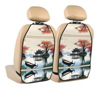 WZYWHJ The Four Seasons of Printed Car seat Anti Kick Storage pad 2 Pieces, Multi-Functional Storage Bag seat Protector After Installation