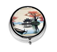 WZYWHJ The Four Seasons of Printed Circular Medicine Box Storage, Portable Travel with compartments, mini Pill Dispenser