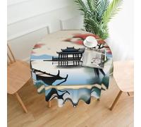 WZYWHJ The Four Seasons of Printed Round long tablecloth anti overflow and wrinkle resistant dining table cloth 60 inches