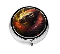 WZYWHJ The giant forest python Printed Circular medicine box storage, portable travel with compartments, mini pill dispenser