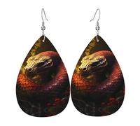 WZYWHJ The giant forest python Printed Ladies' leather earrings, simple water droplet pendant, fashionable holiday gift