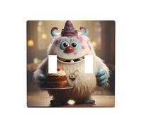 WZYWHJ The little monster holding the cake Printed Decorative Wall Plate 4.5x4.5 Inches Durable and Stylish for Residential and Commercial Areas