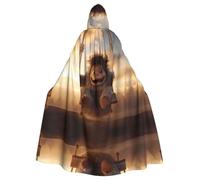 WZYWHJ The little monster on the swing Printed aldult Cosplay Poncho Hooded Cloak for men and women Halloween Party