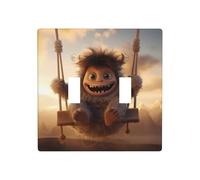 WZYWHJ The little monster on the swing Printed Decorative Wall Plate 4.5x4.5 Inches Durable and Stylish for Residential and Commercial Areas