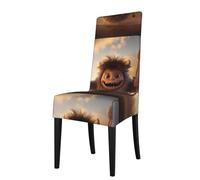 WZYWHJ The Little Monster on The Swing Printed Detachable Chair Cover Quick Installation and Easy Maintenance Suitable for Square Chair Backs
