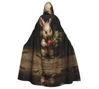 WZYWHJ The little rabbit pulls the radish Printed aldult Cosplay Poncho Hooded Cloak for men and women Halloween Party