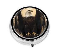 WZYWHJ The Majestic Eagle Pattern Circular Medicine Box Storage, Portable Travel with compartments, mini Pill Dispenser