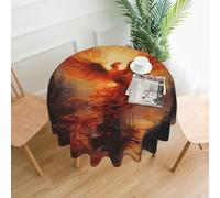 WZYWHJ The Phoenix Reborn in Fire Printed Round long tablecloth anti overflow and wrinkle resistant dining table cloth 60 inches