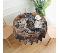 WZYWHJ The resting zebra Printed Round long tablecloth anti overflow and wrinkle resistant dining table cloth 60 inches