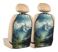 WZYWHJ The Stretching Alps Printed Car seat Anti Kick Storage pad 2 Pieces, Multi-Functional Storage Bag seat Protector After Installation