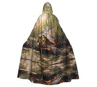 WZYWHJ The turtle crawling into the swamp Printing aldult Quality Cosplay Poncho Hooded Cloak for men and women Halloween