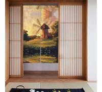 WZYWHJ The Windmill on The Grassland Printed Curtains - Versatile Room Dividers for Home, Office, Kitchen, Bathroom - Stylish and Functional Curtain 34 x 56 in