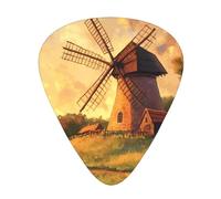 Wzywhj The Windmill On The Grassland Printed Guitar Picks 12 Piece, Easy Grip Uke Picks Hold In One'S Hands, Ukulele, Acoustic Or Electric Electric Guitar
