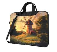 WZYWHJ The windmill on the grassland Printing Ultra-thin portable single-shoulder laptop bag 14 inch computer accessories soft shockproof for laptops