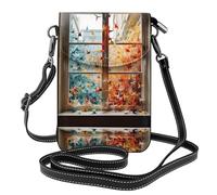 WZYWHJ Thousand paper cranes on the window Printed Leather Crossbody Flap Phone Bag - Versatile Gift for Women Walking, Camping, Shopping, and Travel