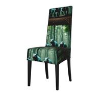 WZYWHJ Three Dinosaurs Printed Detachable Chair Cover Quick Installation and Easy Maintenance Suitable for Square Chair Backs