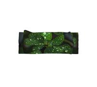 WZYWHJ Three-leaf clover scattered with water droplets Printed baby bow headbands and elastic soft hair accessories for newborns and girls