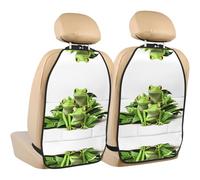 WZYWHJ Three Little Frogs Picture Car seat Anti Kick Storage pad 2 Pieces, Multi-Functional Storage Bag seat Protector After Installation