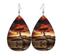 WZYWHJ Thunder And Lightning Printed Ladies' leather earrings, simple water droplet pendant, fashionable holiday gift