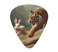 Wzywhj Tiger Chasing Rabbit Printed Guitar Picks 12 Piece, Easy Grip Uke Picks Hold In One'S Hands, Ukulele, Acoustic Or Electric Electric Guitar