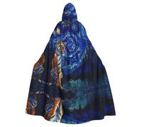 WZYWHJ Tiger in the sky Printed aldult Cosplay Poncho Hooded Cloak for men and women Halloween Party