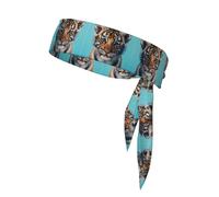 WZYWHJ Tiger on blue background Printed Headbands,Sports Head Tie, Headband for Men and Women, Hair Band for Running Workout Football