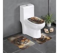 WZYWHJ Tiger Running Printed Bathroom mat Sets of 3 Bathroom Floor Mats,Non-Slip, Durable,Does Easy to Clean Suitable for Bathroom and Toilet