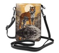 WZYWHJ Tiger standing in the sun Picture Women's leather phone bag crossbody package with adjustable shoulder strap
